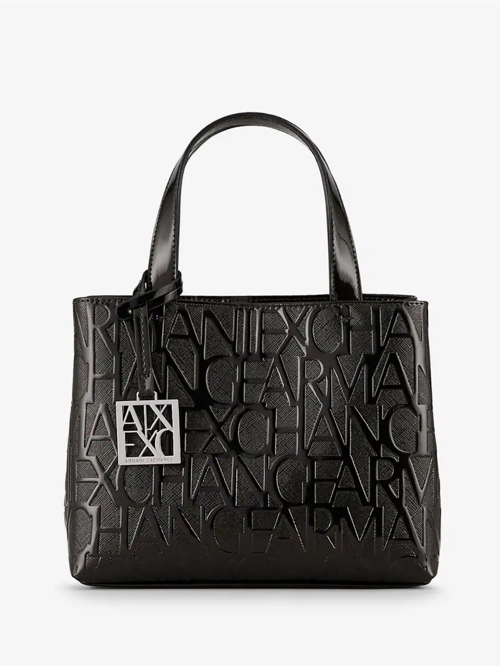 Armani Exchange Black Embossed Logo Satchel